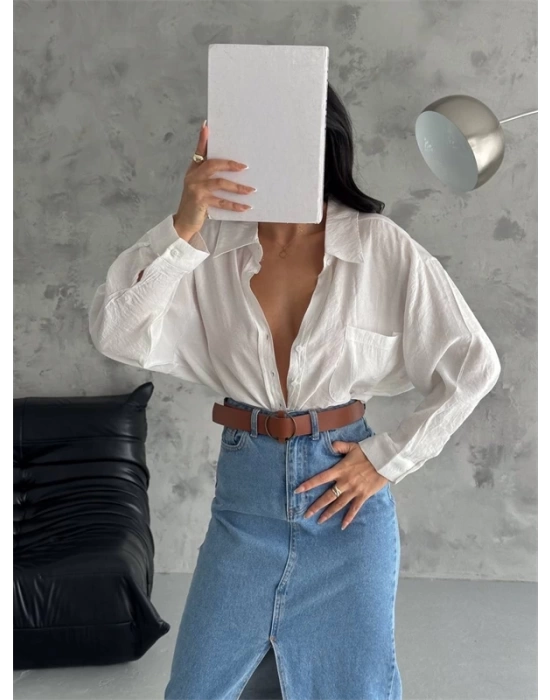 Modal Oversize Cepli Gömlek