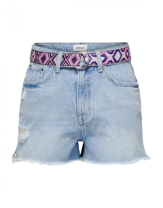 Mom Fit Kemerli Kot Şort