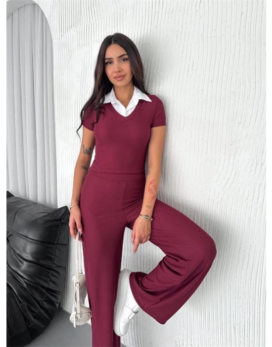 Ottoman kumaş beyaz gömlek yaka takım s4142