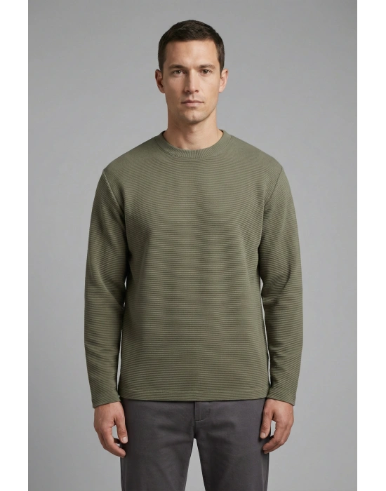 Ottoman Kumaş Sıfır Yaka Erkek Sweatshirt