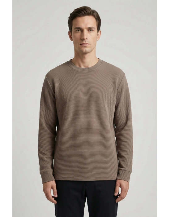 Ottoman Kumaş Sıfır Yaka Erkek Sweatshirt