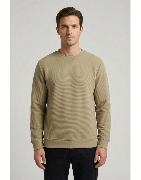 Ottoman Kumaş Sıfır Yaka Erkek Sweatshirt