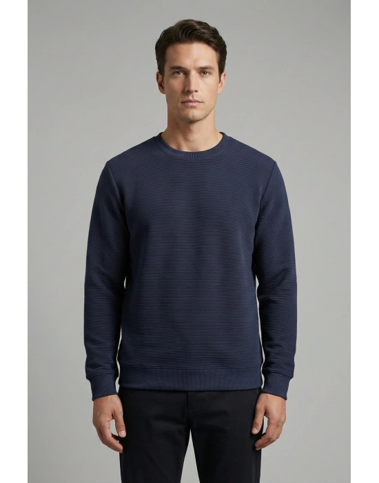 Ottoman Kumaş Sıfır Yaka Erkek Sweatshirt