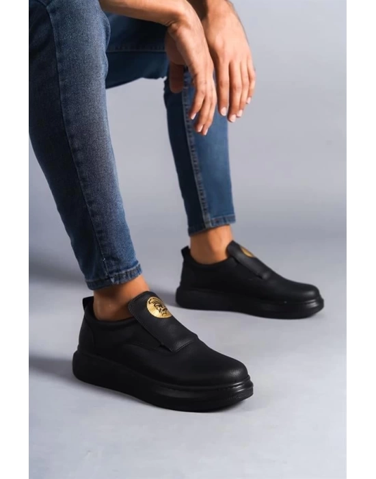 SLW161 Hippo Bağcıksız Cilt Erkek Günlük Sneaker Ayakkabı ST - Siyah