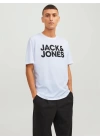 12151955 Bisiklet Yaka Baskılı Erkek T-Shirt Beyaz-Siyah