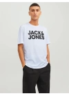 12151955 Bisiklet Yaka Baskılı Erkek T-Shirt Beyaz-Siyah