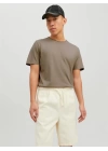 12182498 Yırtık Yaka  Oval Kesim Erkek Tshirt Bej