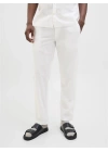 12248606 Relaxed Fıt Beli Lastikli Keten Jogger Erkek Pantolon Beyaz