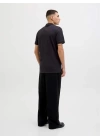 12270084 %100 Pamuk Polo Yaka Basıc Erkek Tshirt Siyah