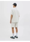 12274758 Müslin Kumaş Çizgili Ultra Hafif Erkek Short Beyaz
