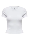 15339774 Likralı Fitilli Slim Fit Kadın T-Shirt Beyaz