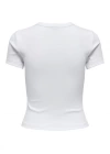 15339774 Likralı Fitilli Slim Fit Kadın T-Shirt Beyaz
