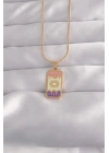 316L Çelik Gold Renk Karışık Mineli Ay Figür Tarot Kolye
