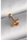 316L Çelik Gold Renk Turuncu Zirkon Taşlı Tragus Piercing