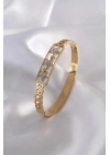 316L  Çelik Gold Renk Yıldız Model Zirkon Taşlı Kadın Kelepçe