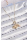 316L Çelik Gold Renk Zirkon Taş Detay Çocuk Figür Charm Model Kadın Kolye
