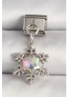 316L Çelik Gümüş Renk Hologram Mineli Kar Tanesi Model Nomination Charm