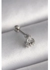 316L Çelik Gümüş Renk Üçgen Zirkon Taşlı Tragus Piercing