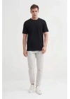 4051 Bisiklet Yaka Desenli Erkek T-Shirt SİYAH