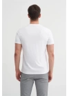 4623 Bisiklet Yaka Basıc Erkek T-Shirt Beyaz