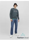 Bisiklet Yaka Baskılı Sweatshirt