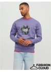 Bisiklet Yaka Baskılı Sweatshirt