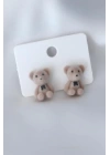 Açık Kahverengi Renk Ayıcık Figür Kadın Küpe