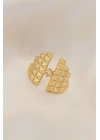 Ayarlamalı Gold Renk Metal Zirkon Taşlı Piramit Yüzük