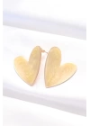 Bej Renk Mineli Kalp Küpe