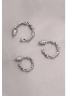 Burgu Model Gümüş Metal Küpe Seti