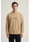 Çakıl Kumaş Rabır Baskı Sıfır Yaka Erkek Sweatshirt