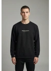 Çakıl Kumaş Rabır Baskı Sıfır Yaka Erkek Sweatshirt
