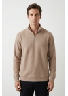 Çakıl Kumaş Yarım Fermuar Dik Yakalı Sweatshirt