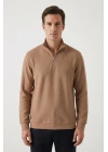 Çakıl Kumaş Yarım Fermuar Dik Yakalı Sweatshirt
