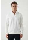 Çakıl Kumaş Yarım Fermuar Dik Yakalı Sweatshirt