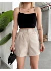 Çıtçıtlı gabardin şort
