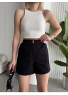 Çıtçıtlı gabardin şort