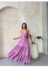 Fırfırlı katlı elbise s255049