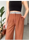 Flamlı kahve pantolon