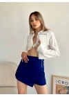 Gabardin fermuarlı şort etek S24906