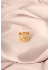 Gold Renk Metal Zirkon Taşlı Kalp Model Ayarlanabilir Kadın Yüzük
