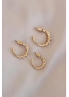 Gold Renk Yılan Model Metal Küpe Seti
