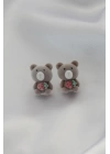 Kahverengi Ayıcık Teddy Figür Çilek Detay Kadın Küpe