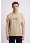 Life Serisi Çakıl Kumaş Sıfır Yaka Erkek Sweatshirt
