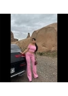Madonna yaka bol paça pantolonlu takım