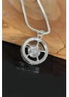 Medusa Tasarım Silver Renk Zincirli Erkek Kolye