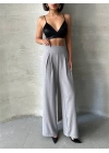 Pileli keten pantolon s255046