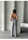 Pileli keten pantolon s255046