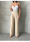 Pileli keten pantolon s255046