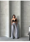 Pileli keten pantolon s255046